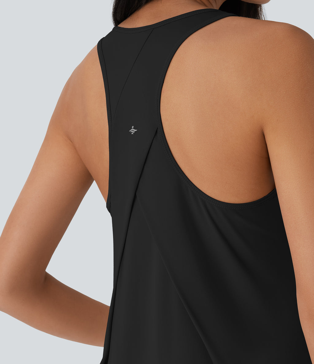 Round Neck High Low Cool Touch Quick Dry Running Tank Top