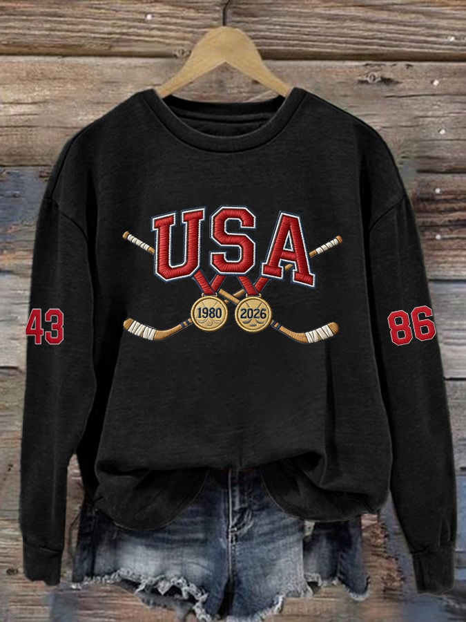 Women's  Hockey Print Sweatshirt