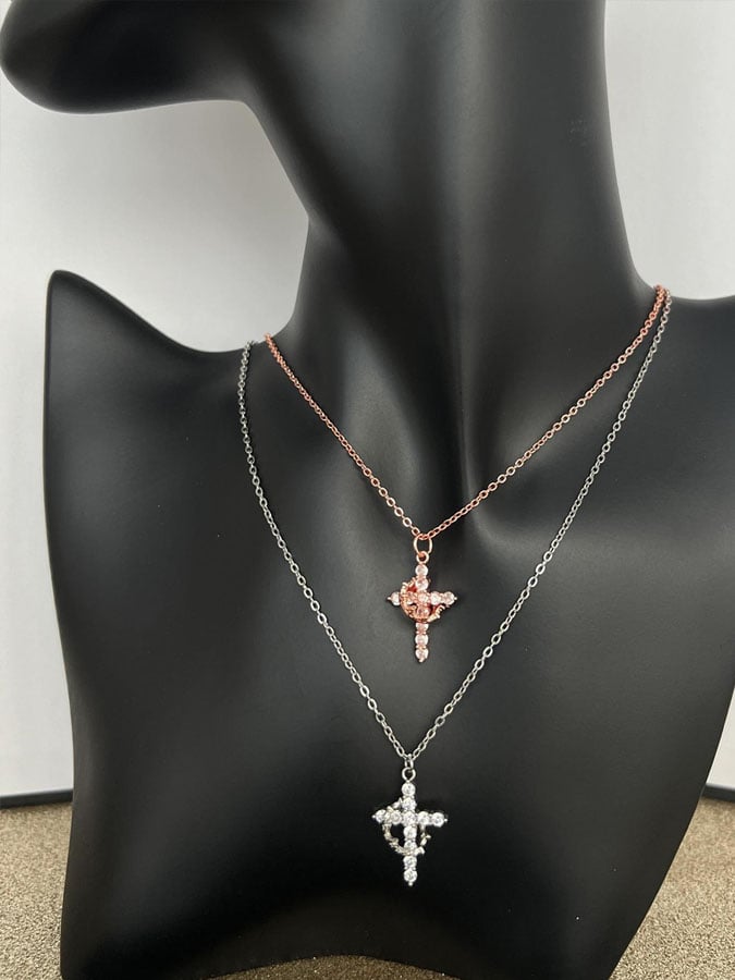 Rotatable Crown Cross Necklace