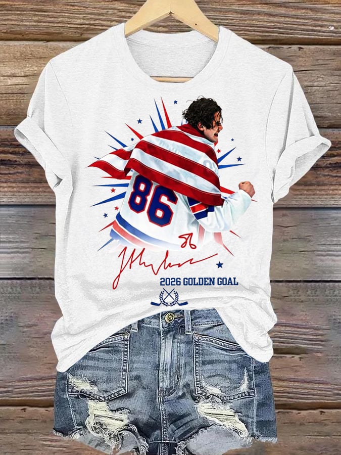 Women's Ice Hockey Print Casual T-Shirt