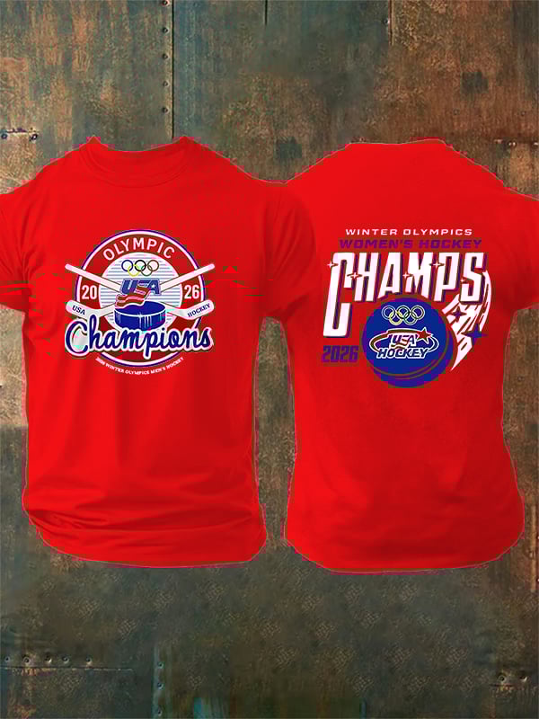 Men's  Ice Hockey Print Casual T-Shirt