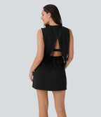 Sleeveless Drawstring 2 Piece Mini Golf Active Dress