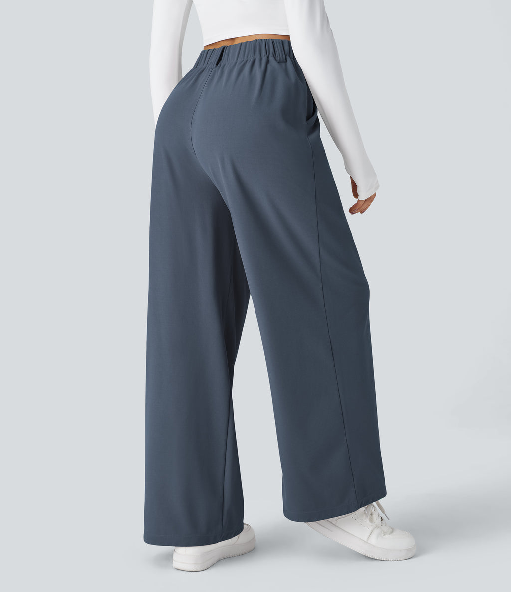 FlexTM High Waisted Side Pocket Wide Leg Waffle Work Pants
