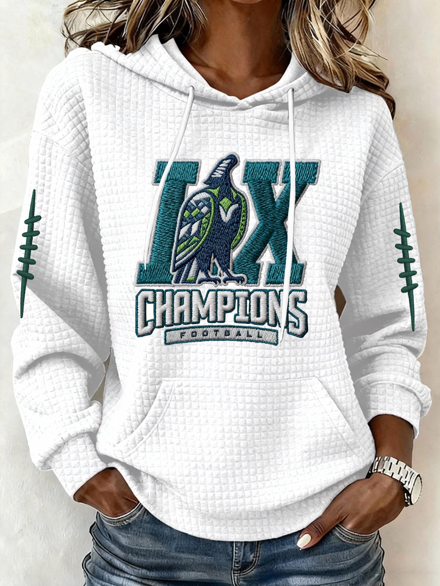 Women’s Football Graphic Waffle Knit Hoodie