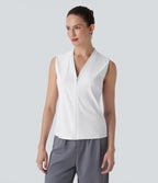 SoftlyZeroTM Airy V Neck Zipper Sleeveless Cool Touch Work Blouse-UPF50+