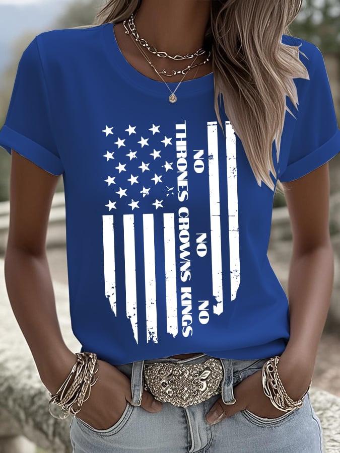 🔥Buy 3 Get 15% Off🔥Women's No Thrones No Crowns No Kings Printed Pure Cotton Casual T-Shirt