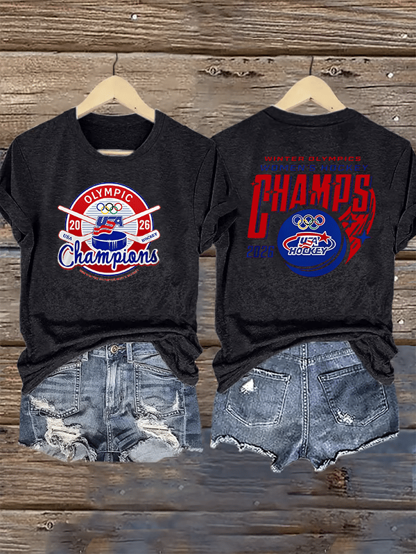 Women's  Ice Hockey Print Casual T-Shirt