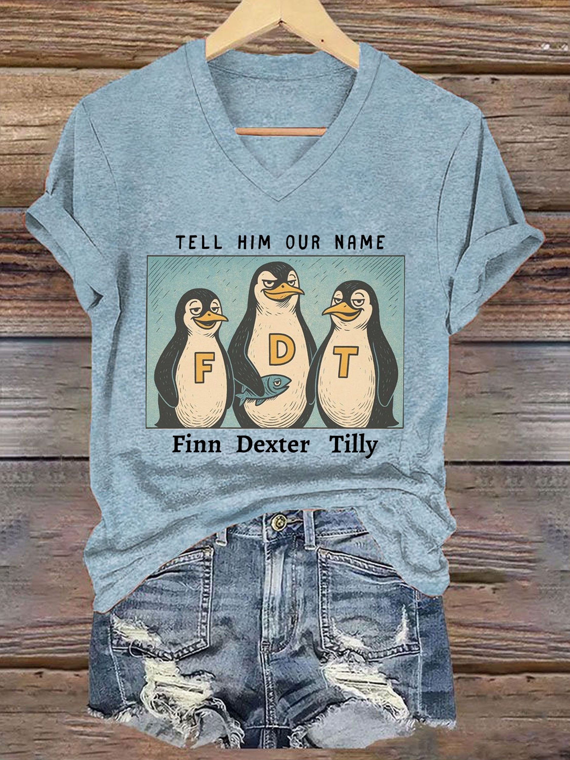 🔥Buy 3 Get 15% Off🔥Women's Tell Him Our Name Finn Dexter Tilly Printed Short-Sleeved T-Shirt