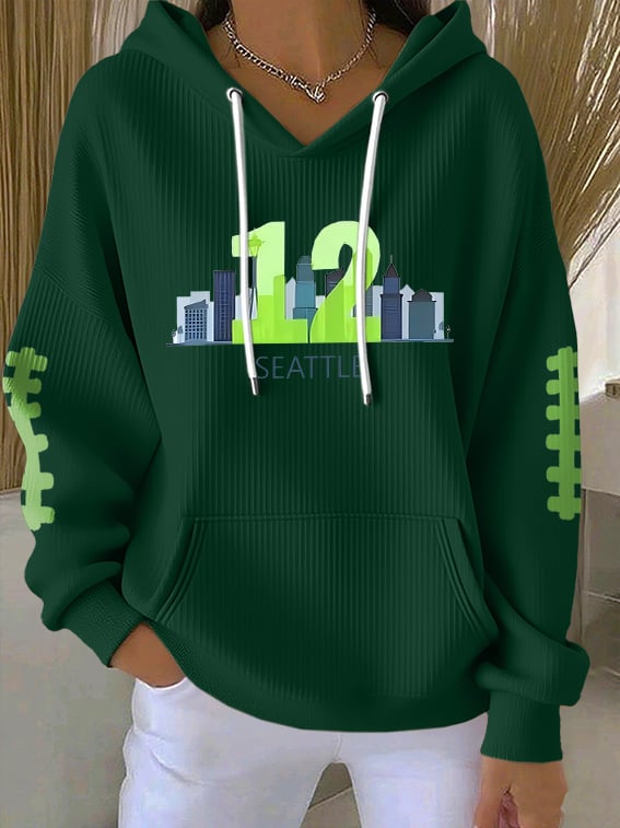 Women's Rugby Print Casual Hoodie
