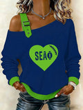 Women's Football Print Casual Sweatshirt