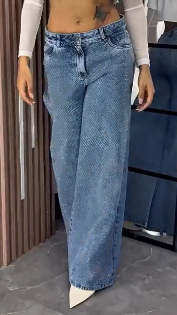 Women Spliced and Hot Diamond Casual Jeans