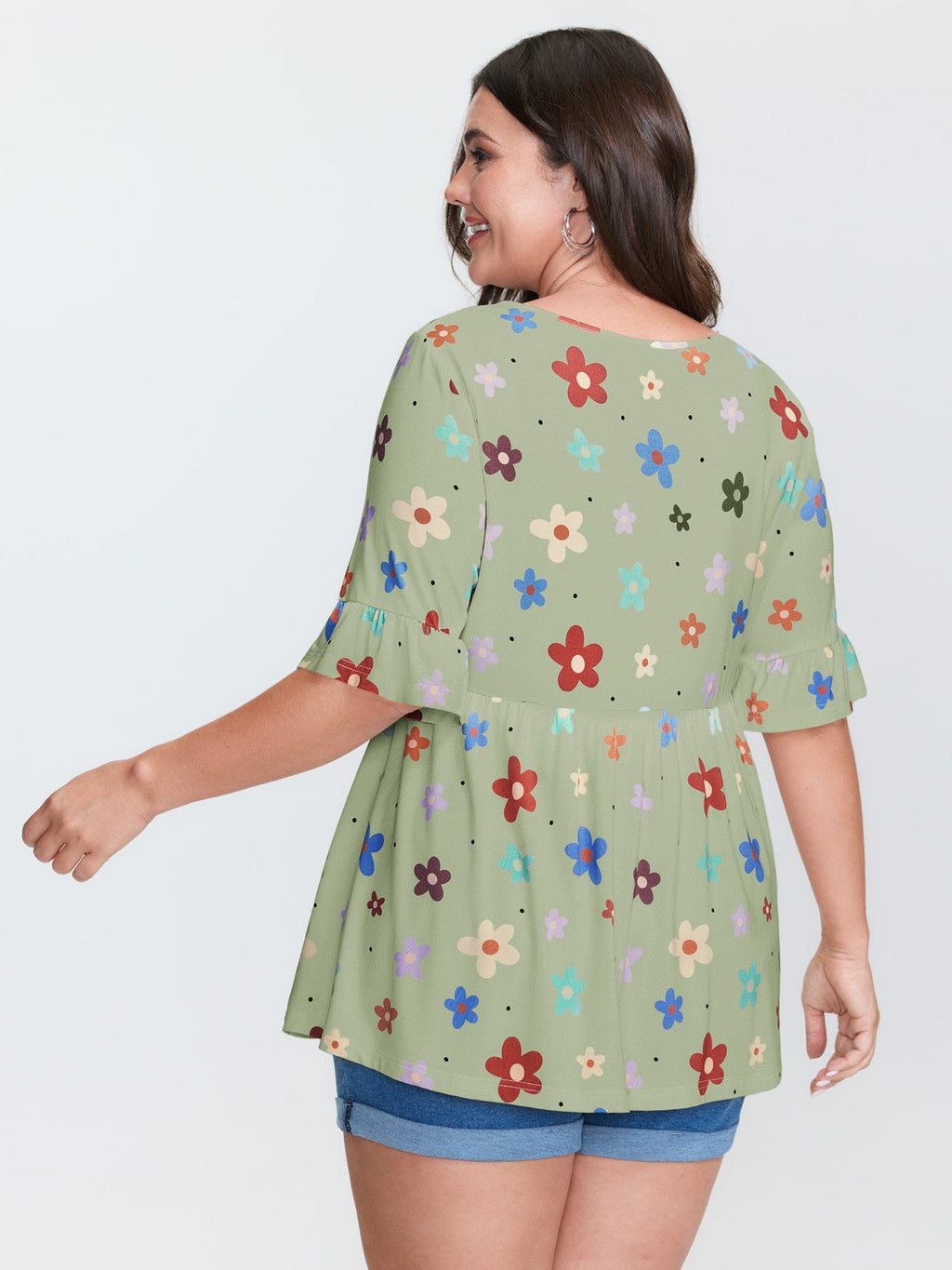 Floral Print Stretchy Knit Top