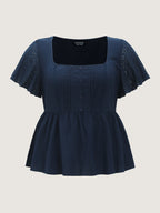 Cotton Pleated Fit And Flare Plain Blouse