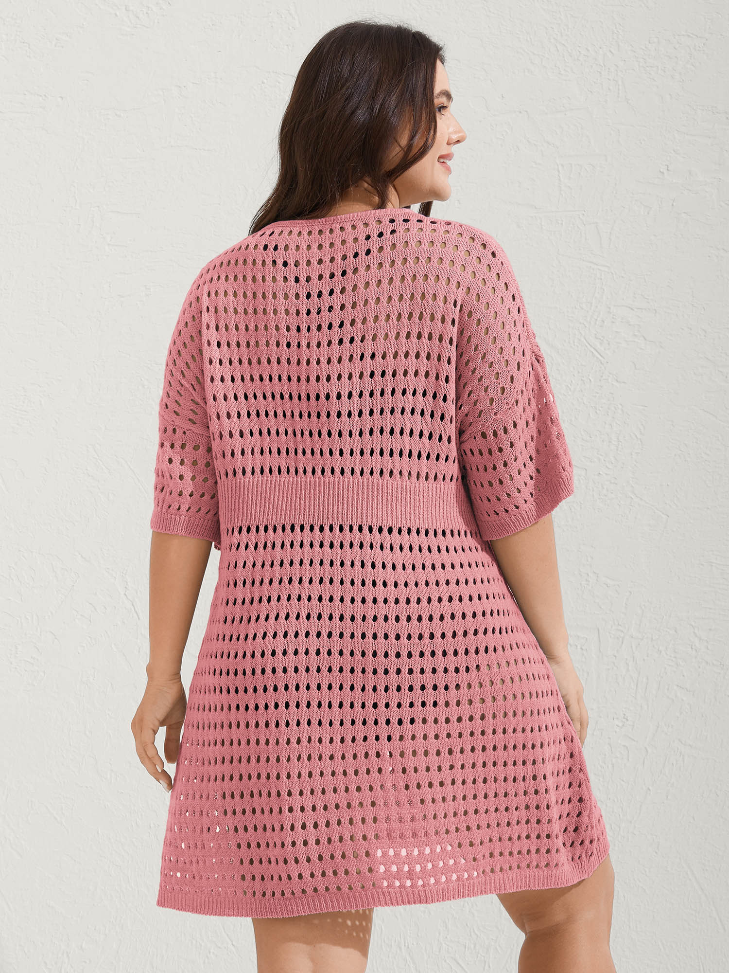 Cut-Out Waist-Cinched Button Swim Cover-Up