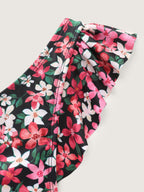 Floral Print Flutter Sleeve Swim Top