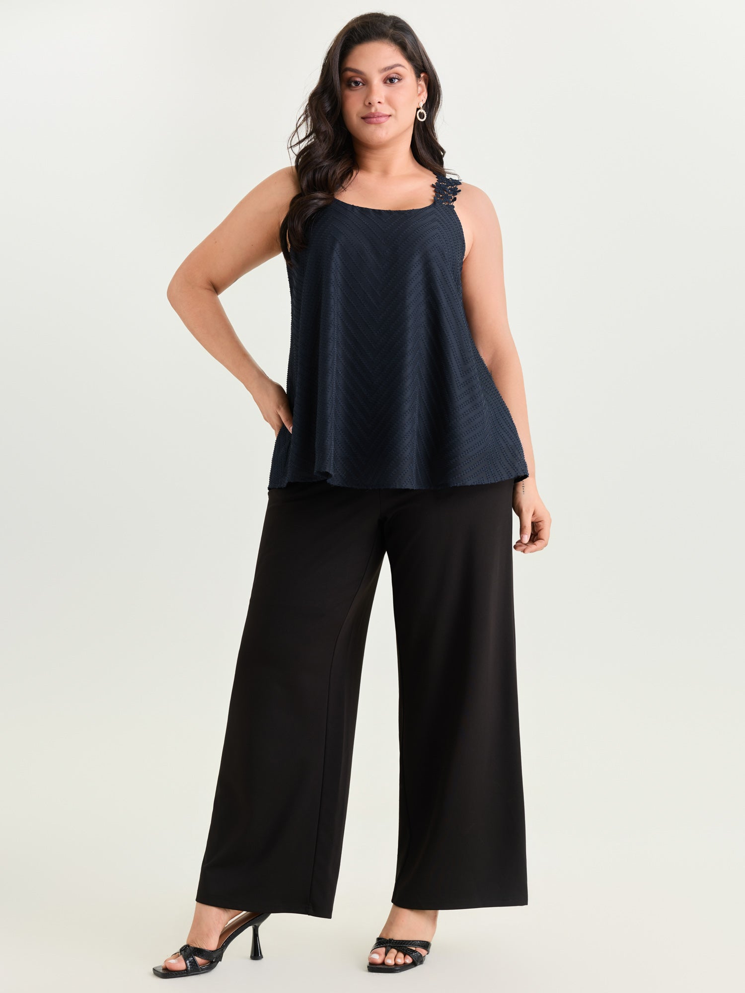 Lace Trim Flowy Tank Top