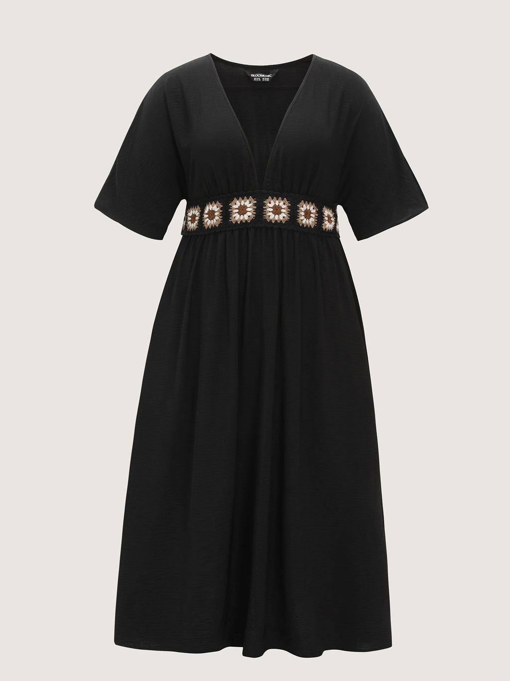 Breathable Boho Embroidered Waistband Maxi Dress