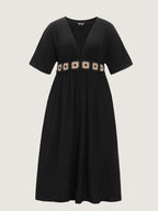 Breathable Boho Embroidered Waistband Maxi Dress