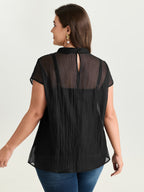 Sheer Mock Neckline Breathable Blouse