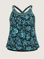 Paisley Print Round Neck Swim Top