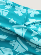 Twist-Front Floral Print Swim Dress