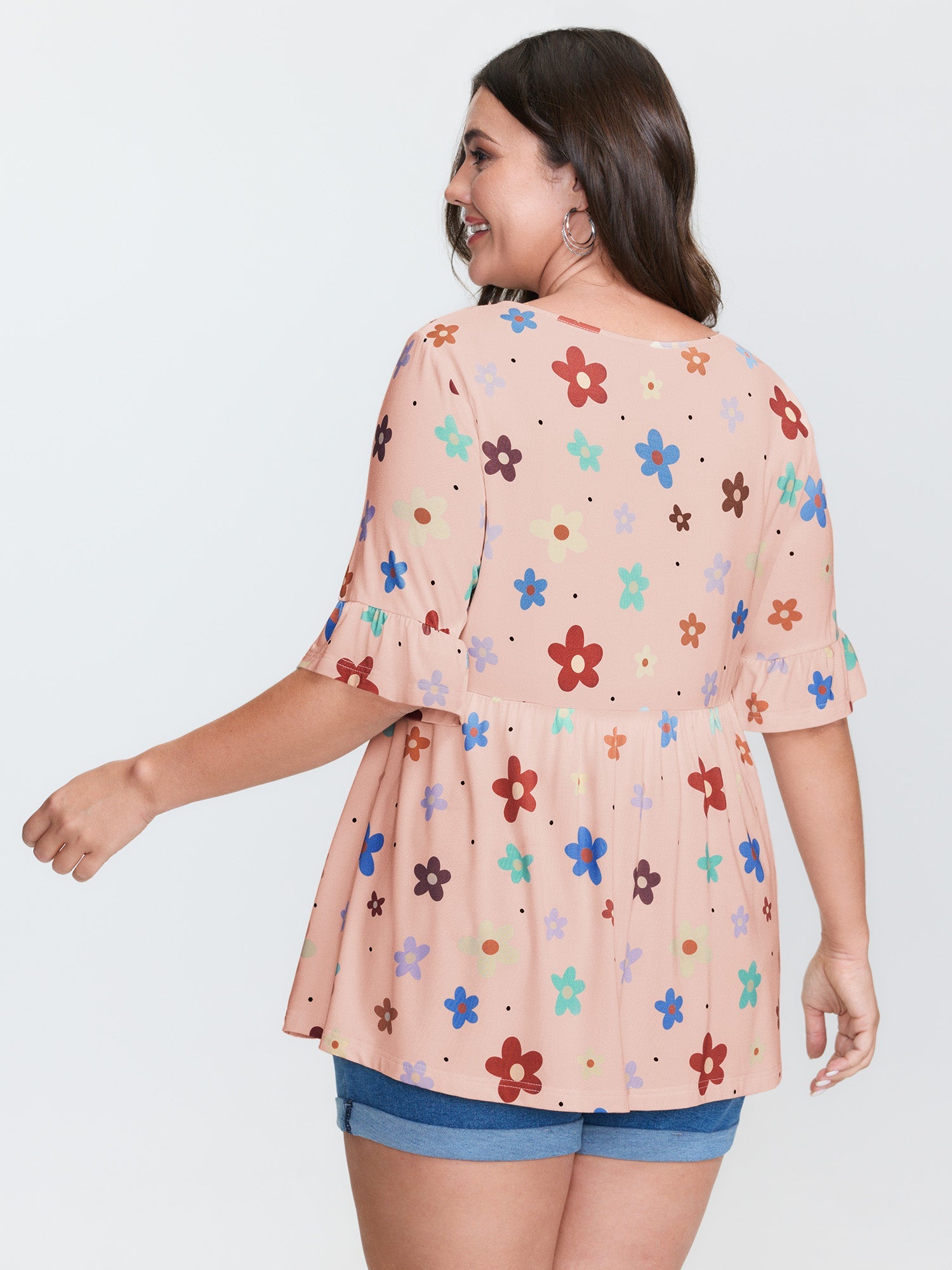 Floral Print Stretchy Knit Top