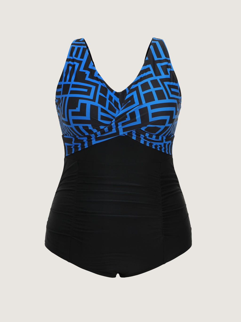 Geometric Print Color Contrast One-Piece Swim