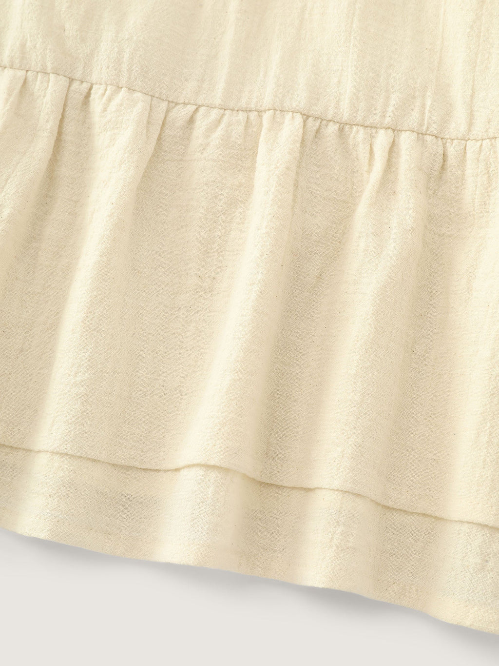 Cotton Linen Ruffled Hem Pleated Neckline Tank Top