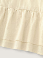 Cotton Linen Ruffled Hem Pleated Neckline Tank Top