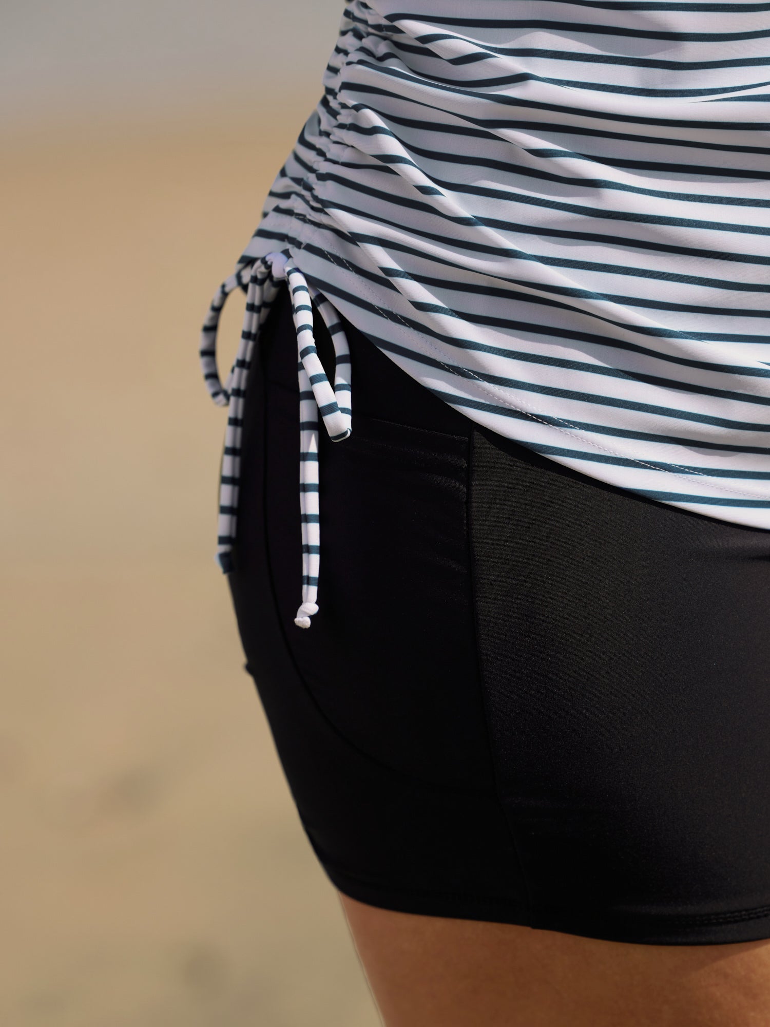 Striped Print UPF 50+ Protection Swim Top