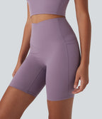 UltraSculptTM Cool Quick Dry SoCinched High Waisted Tummy Control Shaping Yoga Biker Shorts 7'' with Pockets-UPF50+