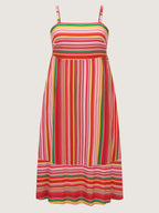 Multi-Color Striped Shirred Cami Maxi Dress