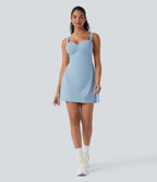 BreezefulTM Push-Up Molded Cups Backless Adjustable Buckle Tie Back Quick Dry Tennis Dress-Easy Peezy