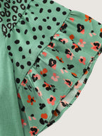 Supersoft Round Neck Color Block Floral Sleeve T-Shirt