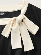 Bow Neckline Stretchy Waist Midi Dress