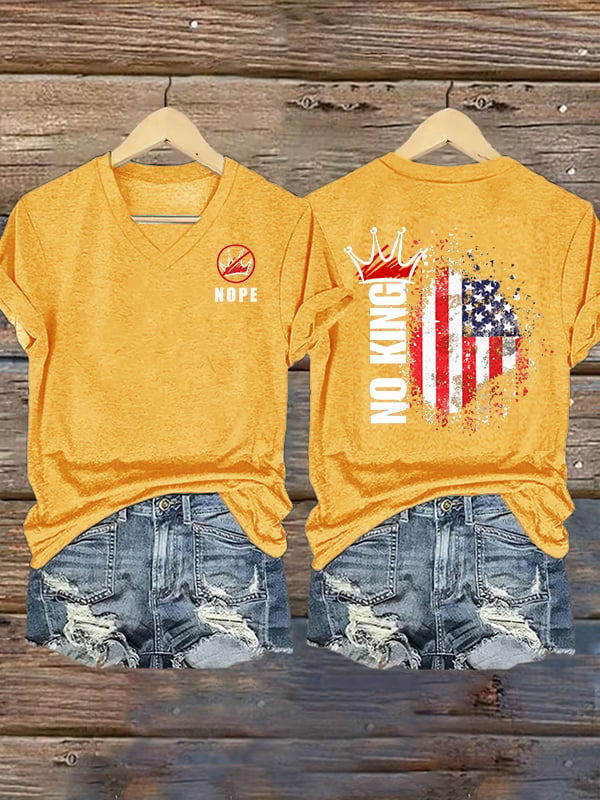 🔥Buy 3 Get 15% Off🔥Women's  NOPE No King American Flag  Print T-Shirt