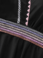 Color Contrast Hips Coverage Swim Top