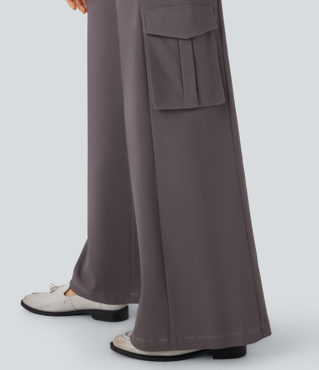 Low Rise Wide Leg Casual Cargo Pants with Pockets