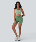 SoftlyZeroTM Airy Cut Out Ruched Cool Touch Yoga Tank Top