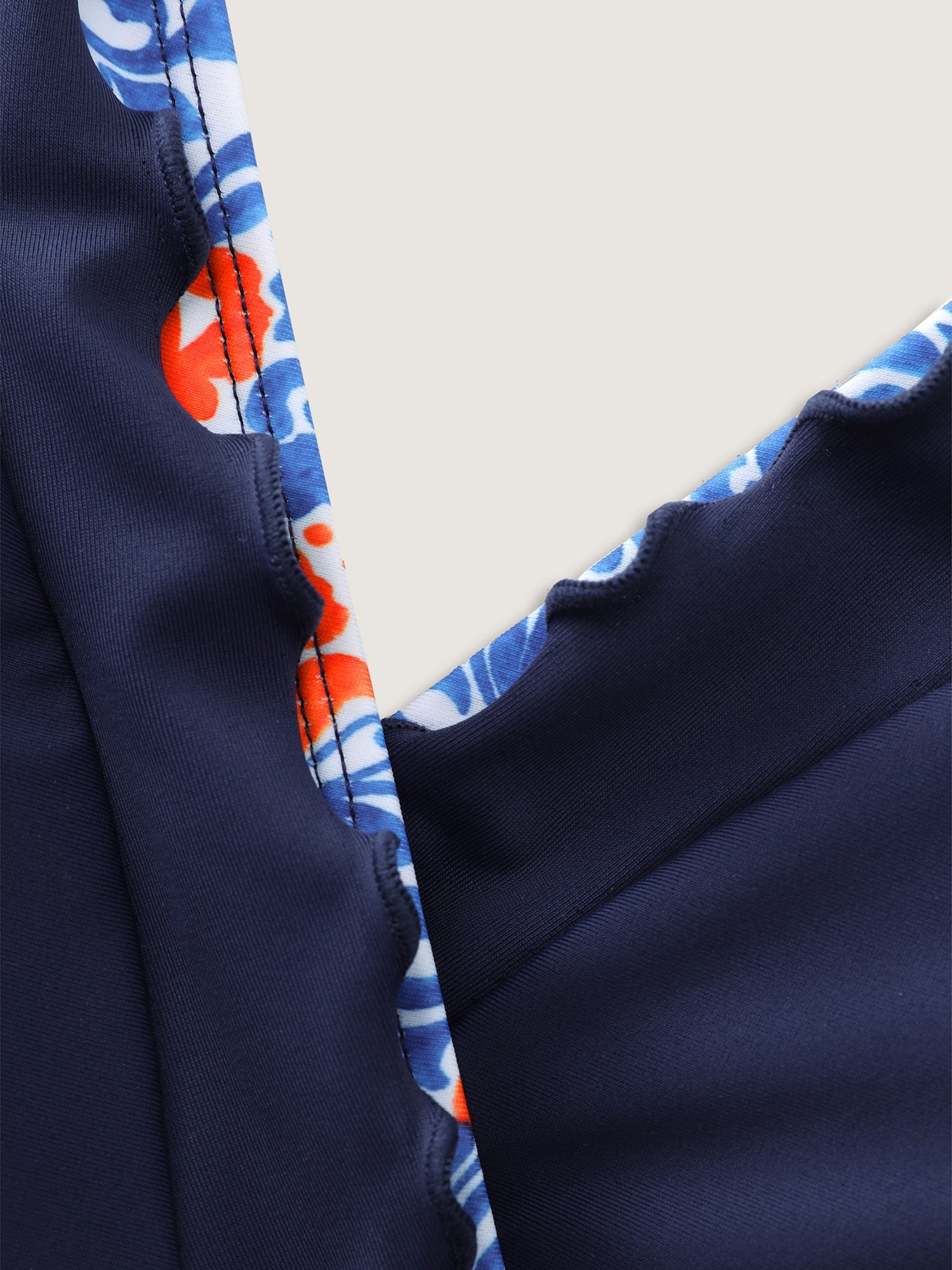 Printed Edge Pockets Swim Romper
