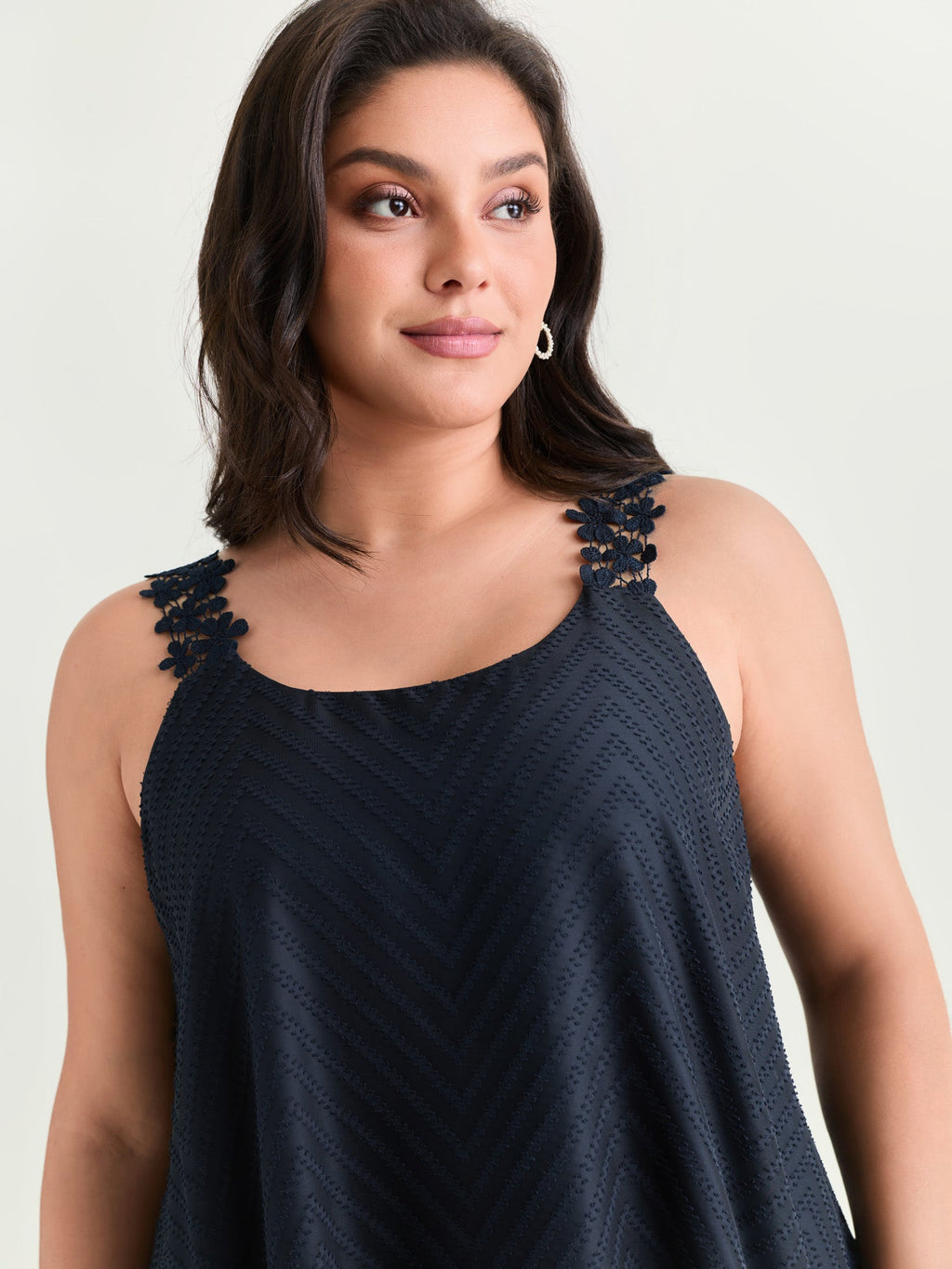 Lace Trim Flowy Tank Top