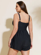 Color Contrast Embroidered One-Piece Swim