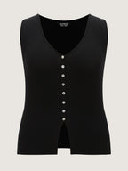 Stretchy Button-Front Tunic Style Top
