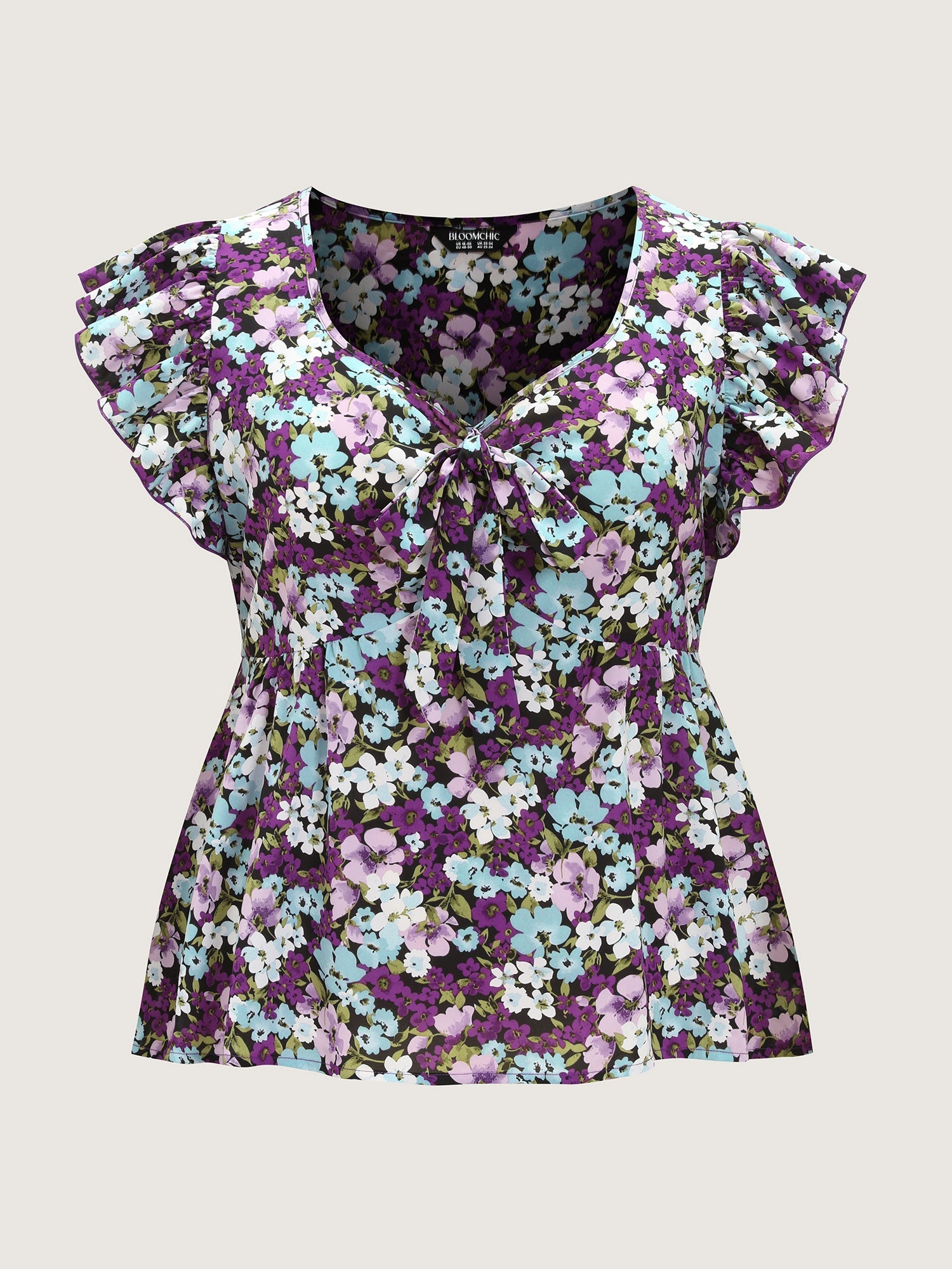 Floral Print Drawstring Neckline Blouse