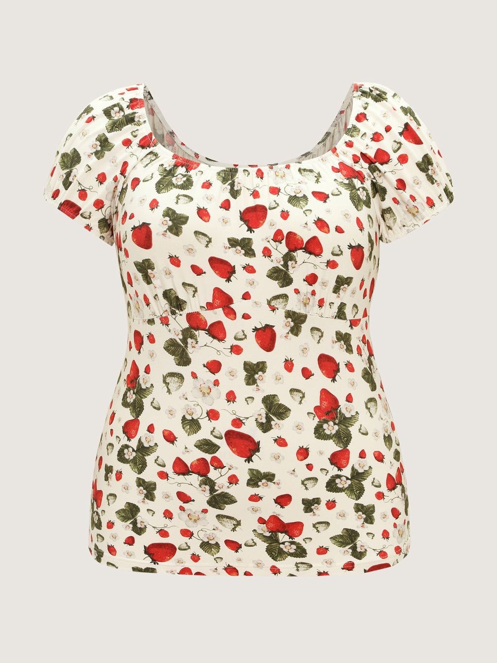 Garden Strawberry Print Stretchy Knit Top