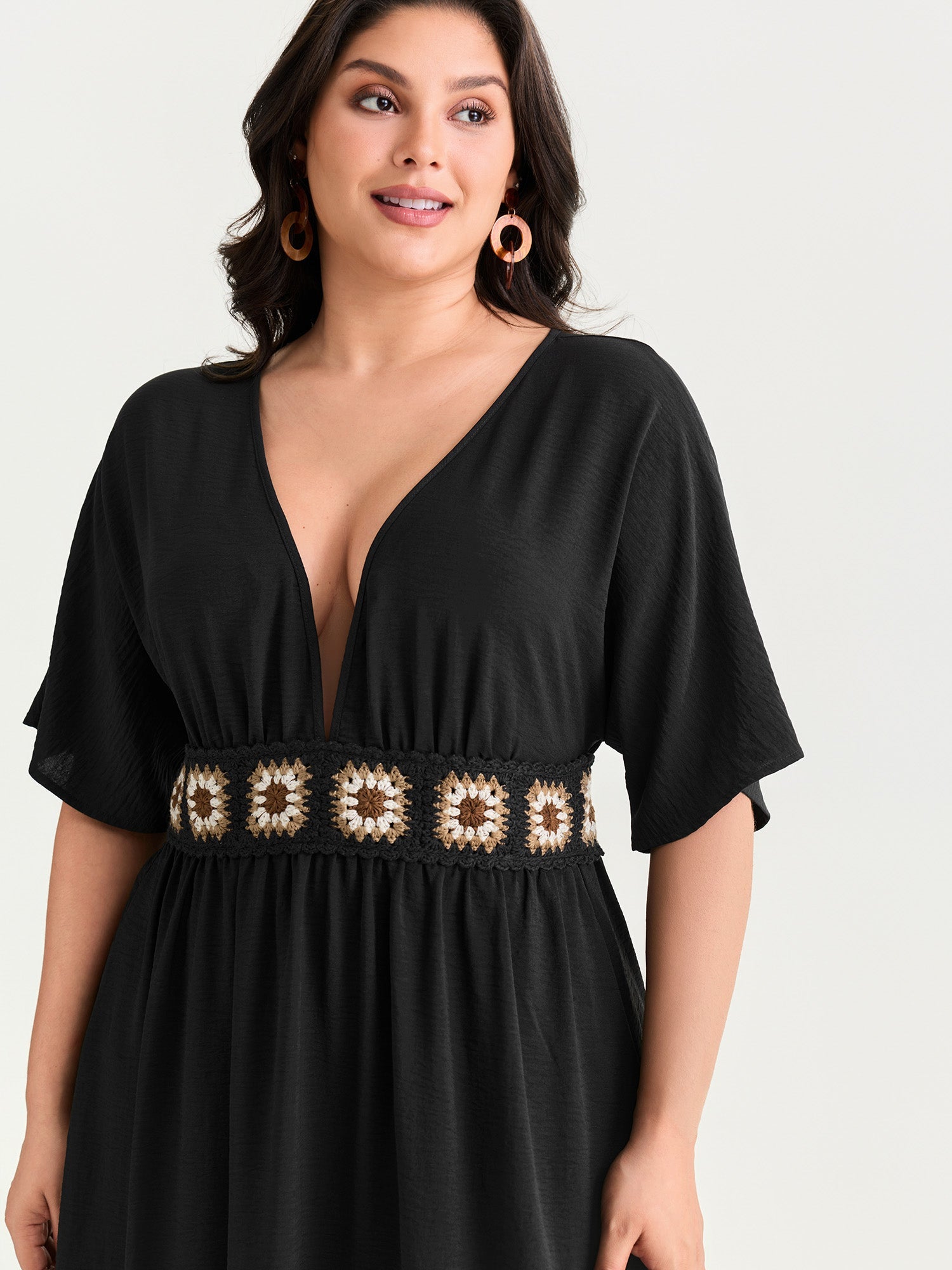 Breathable Boho Embroidered Waistband Maxi Dress