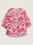 Sweet Floral Print Button Front Blouse