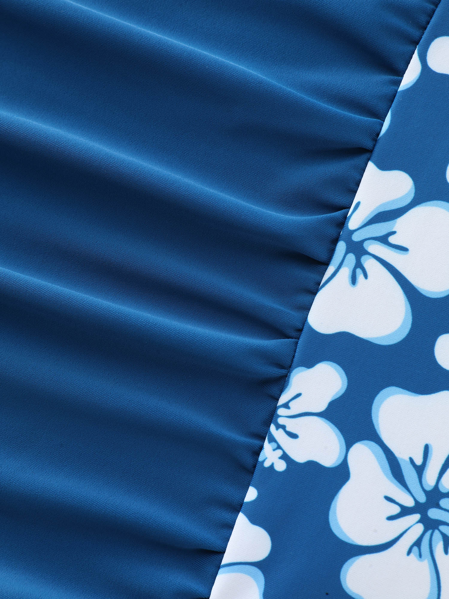 Tropical Floral Contrast Adjustable Tummy-Control Swim Top