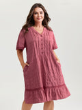 Textured Ruffled Hem Pleated Mini Dress