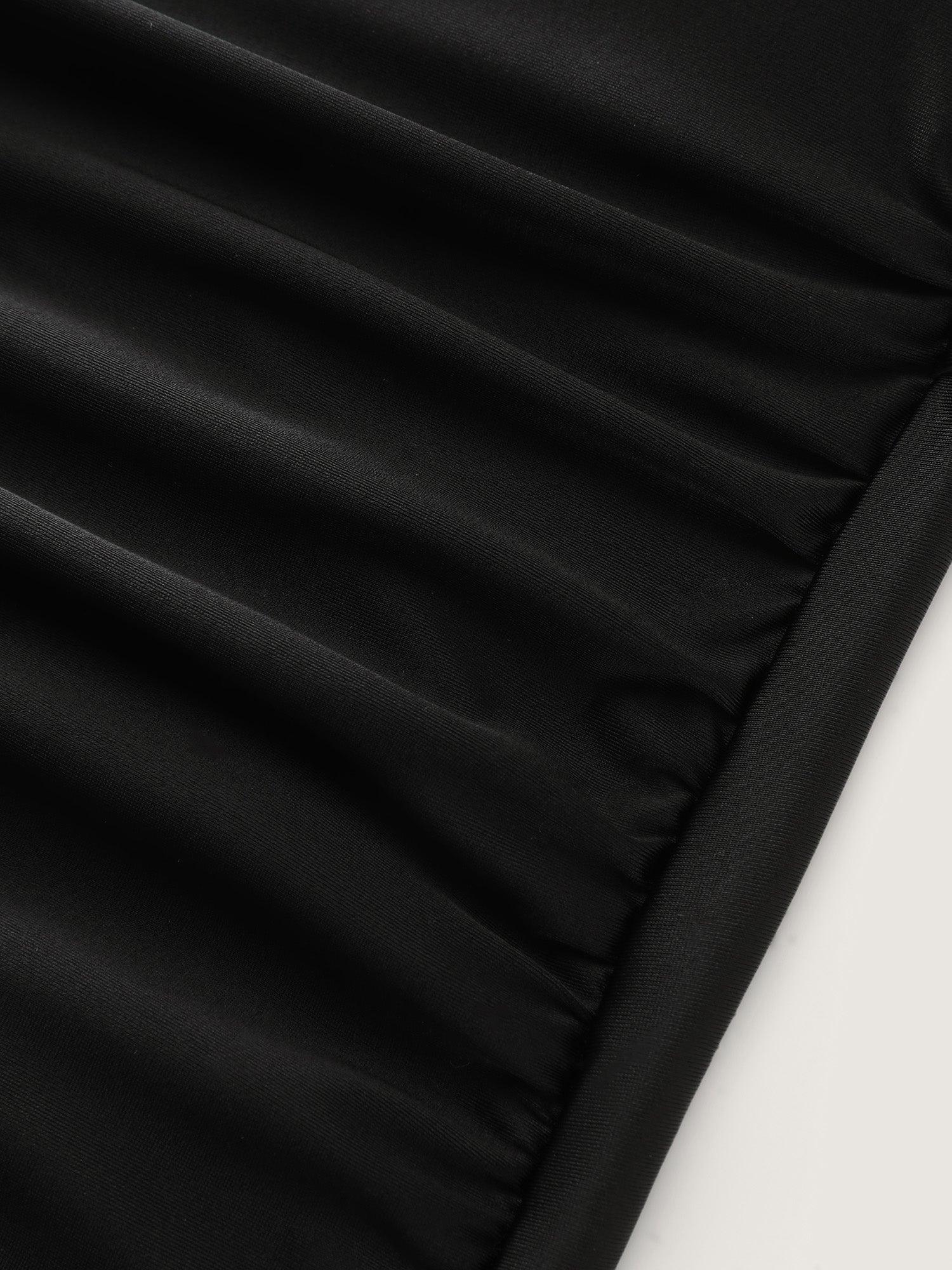 Glossy Fabric Ruched Tummy-Control One-Piece Swimsuit